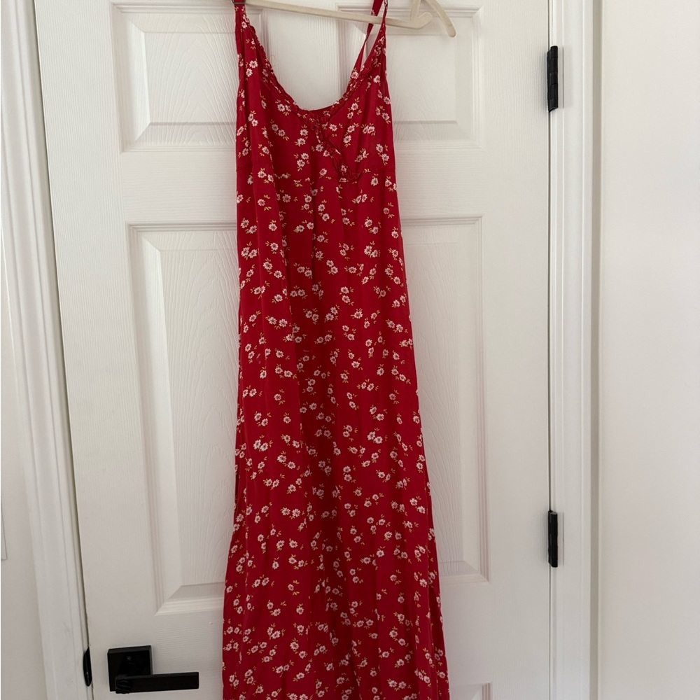 Red Floral Maternity Maxi Dress